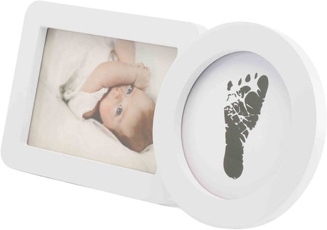 Happy hands - baby hand- voetafdruk lijst zonder inkt – inkless photo frame met foto-vak – inclusief inkless pad – veilig schoon voor pasgeborenen – wit modern design 30×13×3 cm – perfect kraamcadeau