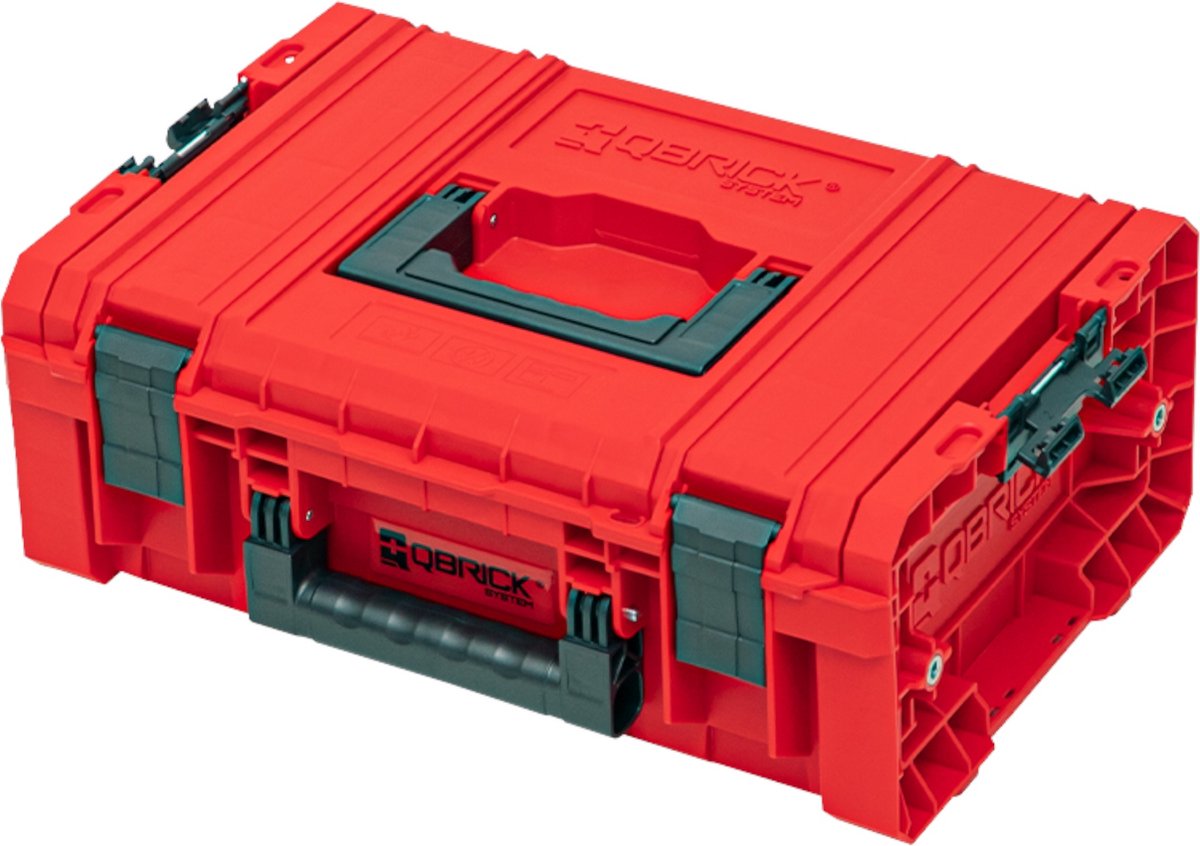 Qbrick system pro technik case 2.0 red ultra hd custom gereedschapskoffer 450 x 332 x 171 mm 12 l stapelbaar ip54 met opbergvak