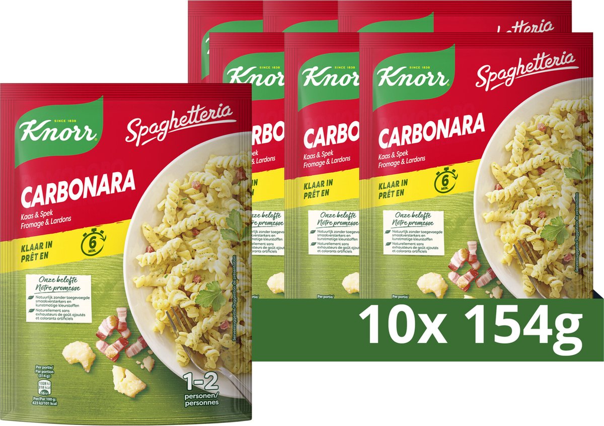 Knorr spaghetteria pastagerecht - carbonara - deze maaltijd is klaar binnen 6 minuten - 10 x 154 g