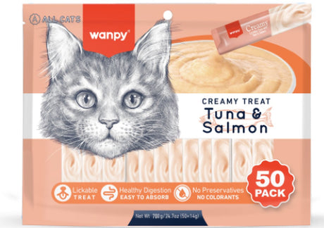 Wanpy creamy lickable treats - tuna salmon - voordeelpack 50 stuks - kattensnack
