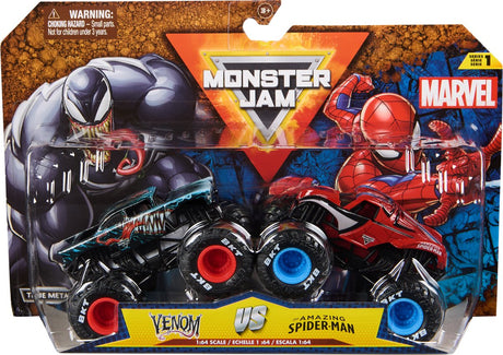 Monster jam marvel - 2-pack spider-man vs venom metale trucks - 1:64
