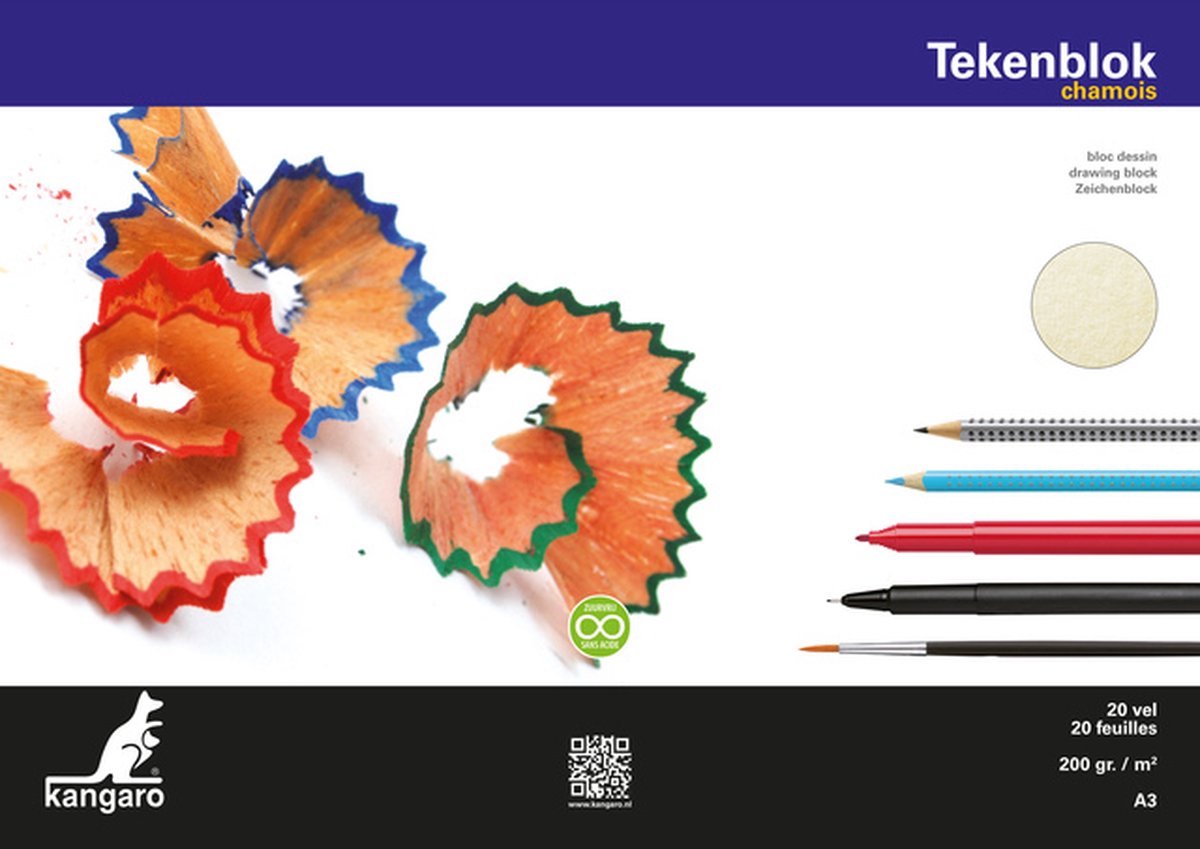 Kangaro tekenblok - a3 - 200 gram - 20 vel - chamois - k-5593