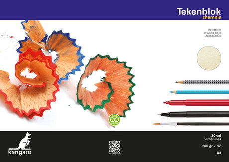 Kangaro tekenblok - a3 - 200 gram - 20 vel - chamois - k-5593