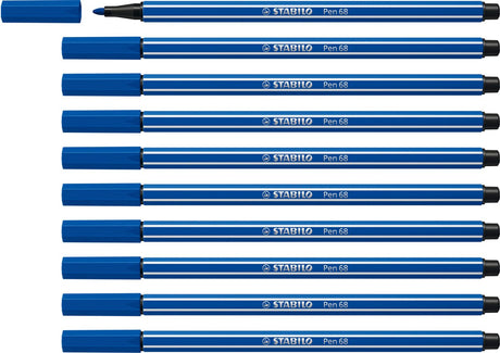 Stabilo pen 68 - premium viltstift - donkerblauw - doos 10 stuks