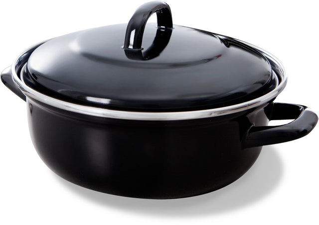 Bk fortalit emaille braadpan 26cm 3l – inductie braadpan – geëmailleerd staal – ovenbestendig tot 230 graden – geen antiaanbaklaag – met deksel – zwart blauw