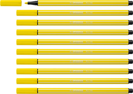 Stabilo pen 68 - premium viltstift - citroen geel - doos 10 stuks