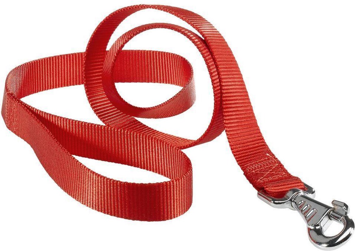 Ferplast club hondenlijn - nylon - rood - breedte: 2,5 cm - lengte: 120 cm - geschikt voor grote hondenrassen