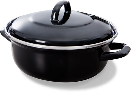 Bk fortalit emaille braadpan 30cm 5l – inductie braadpan – geëmailleerd staal – ovenbestendig tot 230 graden – geen antiaanbaklaag – met deksel – zwart blauw
