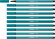 Stabilo pen 68 - premium viltstift - turquoise blauw - doos 10 stuks