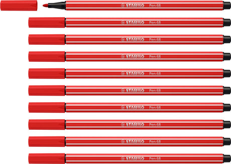 Stabilo pen 68 - premium viltstift - karmijnrood - doos 10 stuks