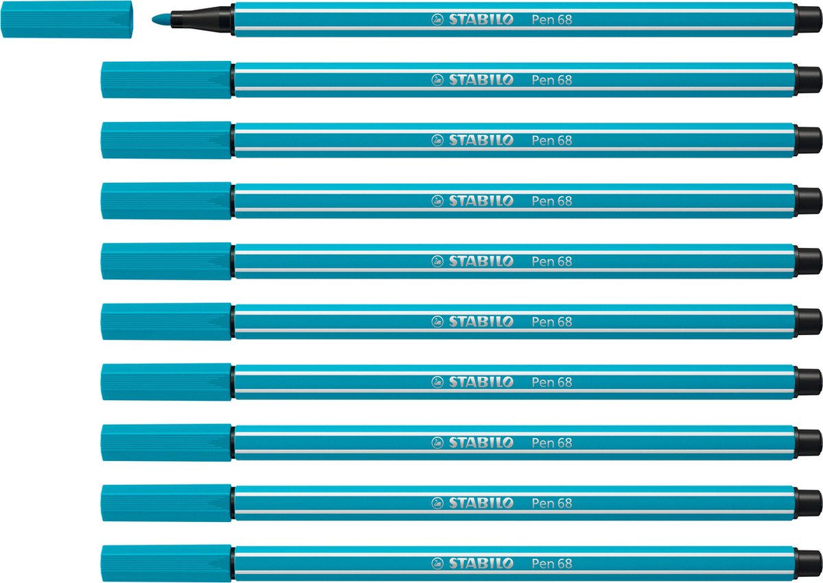 Stabilo pen 68 - premium viltstift - lichtblauw - doos 10 stuks