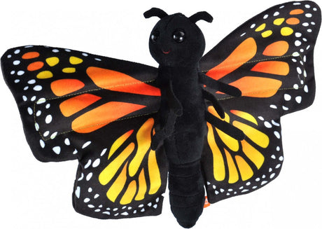 Wild republic pluche knuffel monarch vlinder - 20 cm - zwart oranje - insekten knuffels