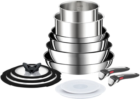 Tefal ingenio preference on 13-delige rvs set (koeken-, kookpannen, wok, deksels, handgrepen) - inductie