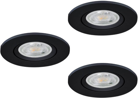 Eglo barranco inbouwspot - badkamer - gu10 - ø 8.4 cm - zwart - set van 3 stuks