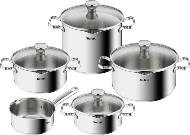 Tefal duetto - pannenset - 5-delig - inclusief deksels - inductie - rvs