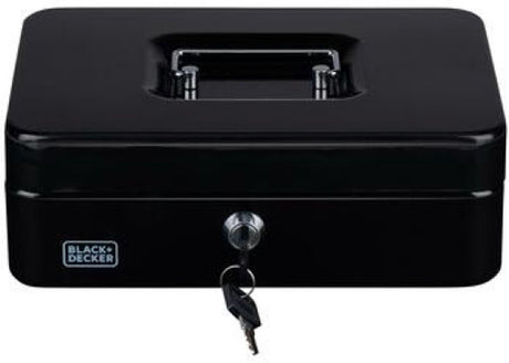Black+decker black decker geldkistje kluisje - 2 sleutels - zwart - staal - muntbakje - 25 x 18 x 9 cm