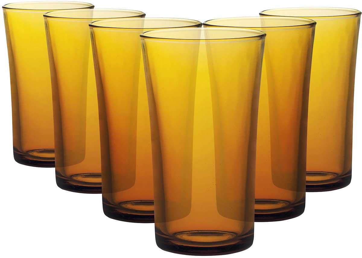 Duralex lys highball glazen amber - 28 cl - gehard glas - set van 6 - waterglazen frisdrankglazen