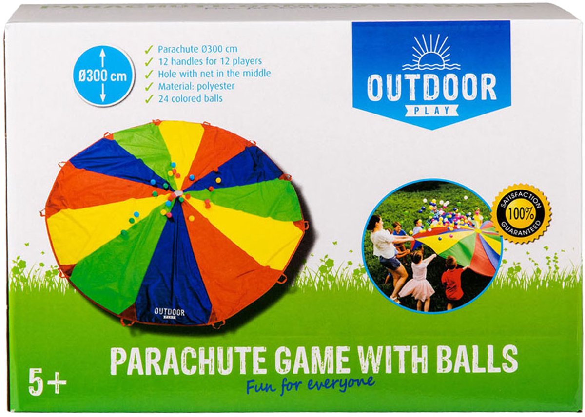 Outdoor play parachutedoek met ballen