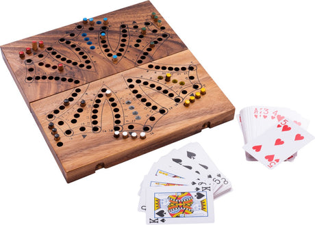 Longfield toc bordspel opklapbaar – houten strategiespel – 2 t m 6 spelers – inclusief pionnen kaarten – engelhart