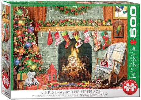 Eurographics - kerstmis bij de open haard [christmas by the fireplace] - paul normand - 500 stukjes 68×48cm (b×h) - legpuzzel
