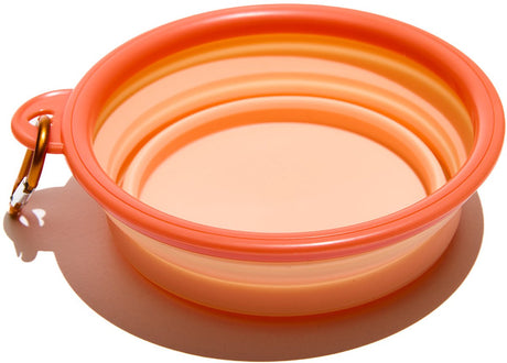 Muitomas voer en drinkbak - voedsel veilig - opvouwbaar - compact formaat - inclusief musketonhaak - peach fuzz one size