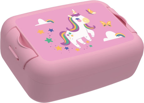Day to day lunchbox eenhoorn - 825ml - brooddoos voor kinderen - bpa-vrije lunchtrommel - gemaakt in belgië - roze - 170x120x65mm