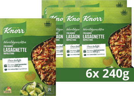 Knorr - wereldgerechten italiaanse lasagnette napoletana maaltijdpakket - 6 x 240 g