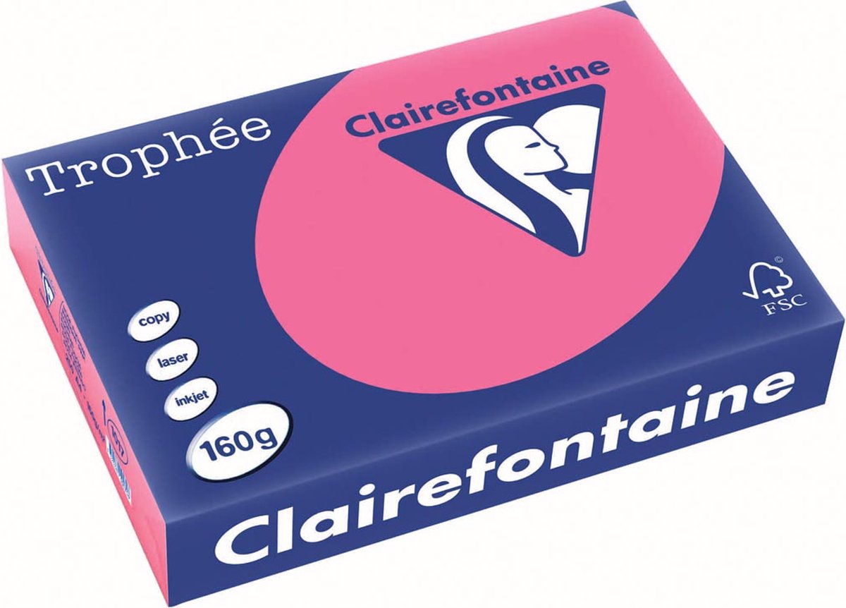 Clairefontaine trophée intens a4 fuchsia 160 g 250 vel