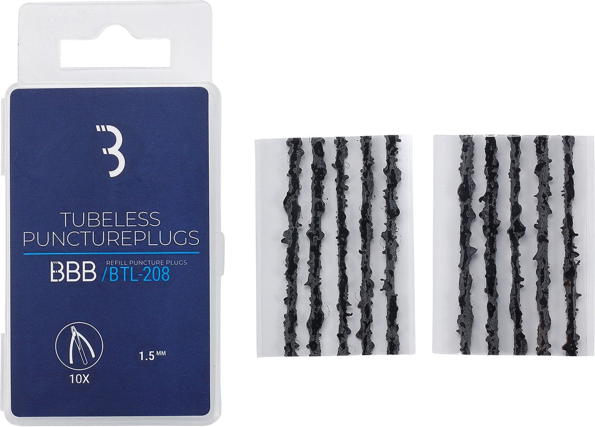 Bbb cycling punctureplugs - tubeless plugs - 10 stuks - 1.5mm - tubeless repair kit racefiets, mtb gravelbike - btl-208