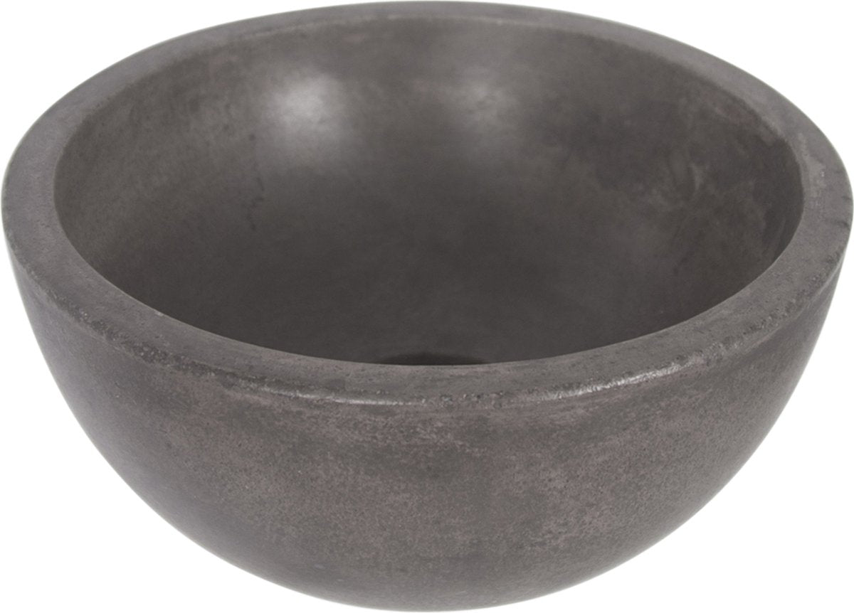 Differnz waskom riz d25 beton - rond model in donkergrijs - gemaakt van beton - zonder overloop - staand model - afmeting 25 x 25 x 11,5 cm - gewicht 3,5 kg - zonder onderbouwkast