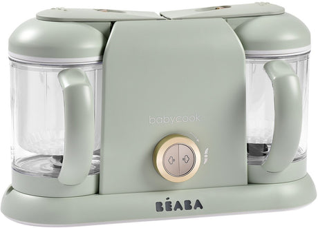 Béaba babycook duo foodprocessor - 4-in-1 babyvoedingbereider met twee kommen van 1100 ml - xxl capaciteit van 2200 ml voor tweelingen en meal prep - klaar in 15 minuten - cycloonmix-mes voor elke textuur - misty green