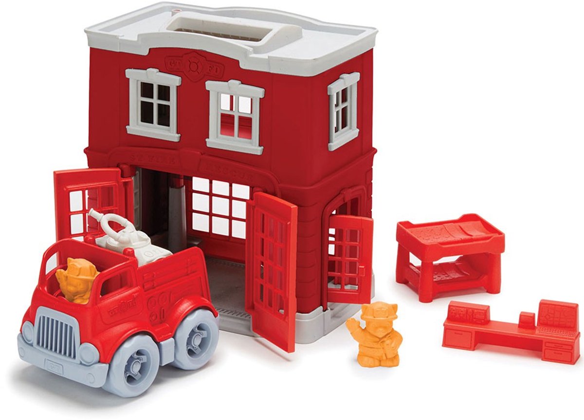 Green toys speelgoed green toys brandweer kazerne - speelgoed van gerecycled plastic - 2+ jaar