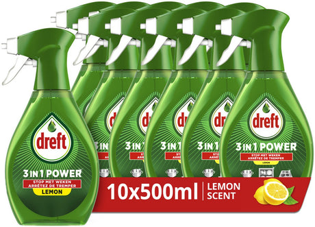 Dreft 3in1 power spray voor vaat en keuken - vetverwijderaar - citroengeur - 10 x 500 ml