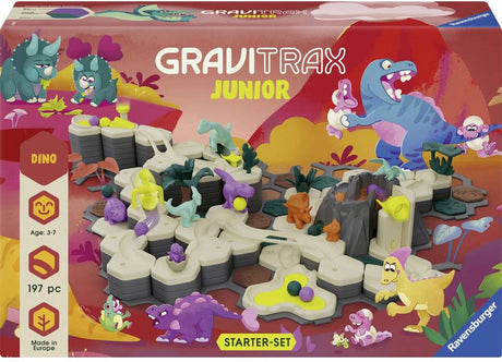 Gravitrax ravensburger junior starter-set xxl dino - knikkerbaan - 197 onderdelen - vanaf 3 jaar