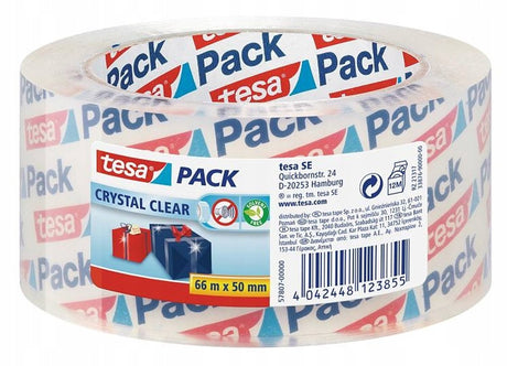 Tesa pack® crystal clear - verpakkingsband - transparant - uv-bestendig - stil afrolbaar 66 m x 50 mm