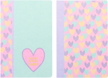 Kangaro schriften - b'log hearts - formaat a5 - met lijn - 2 stuks