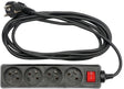 Vorel 72630 serie - geaarde stekkerdoos - 4 stopcontacten - 1,5m - zwart