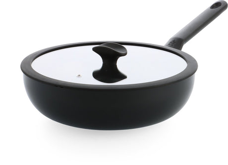 Bk enjoy wokpan 28cm – 4.2l – pfas-vrije antikleeflaag – wokpan inductie – keramische pan - ovenbestendig tot 160°c - koudgrepen - met glazen deksel - zwart