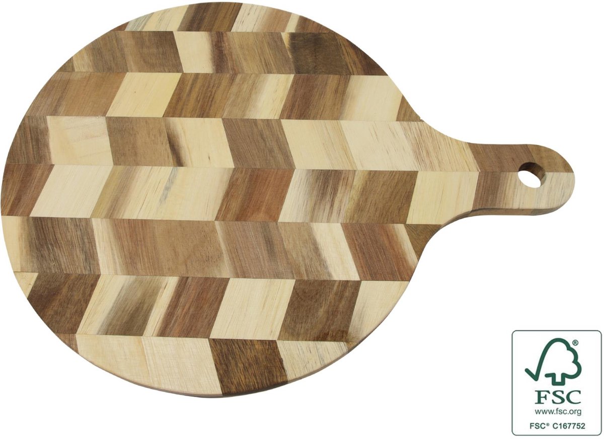 Basic snij-serveerplank acaciahout met ophangoog 40x30x1.4 cm