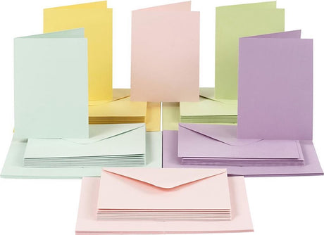 Creativ company kaarten en enveloppen pastelkleuren, 50 sets