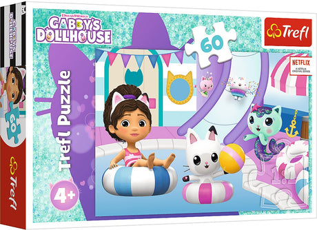 Trefl gabby op het zwembad gabby's poppenhuis legpuzzel - 60 stukjes - vanaf 4 jaar