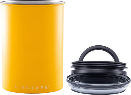 Planetary design - airscape - koffiebonen - voorraadpotten - lucht dicht - koffie - staal - mat geel - 500 gram