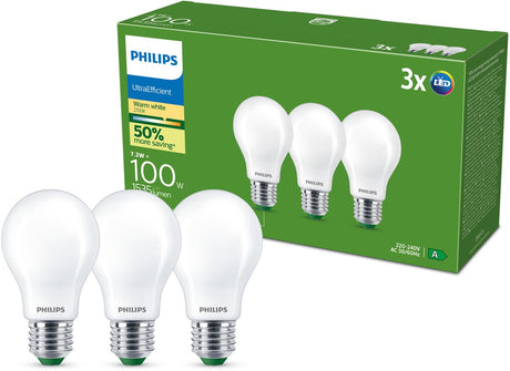 Philips led philips filament bulb mat 100w a60 e27 x3