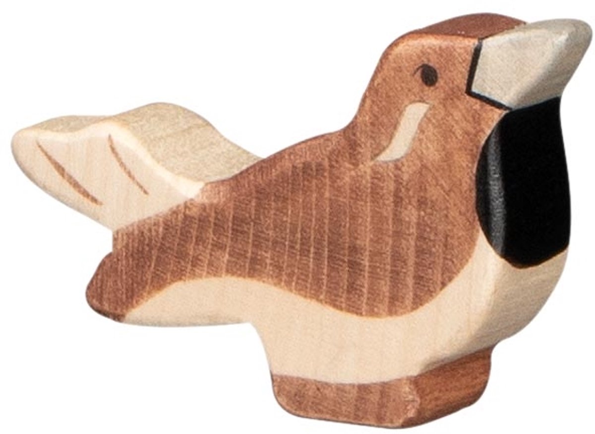 Holztiger bosdieren - mus - 6x2x4cm - houten figuur - handgemaakt