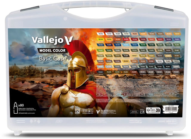 Vallejo hobbyverf acrylverf - 70252 model color - basis koffer - basiskleuren - acryl set - 80x verf set - 80 x 18 ml