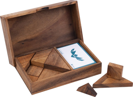 Longfield tangram animals – houten puzzelspel – acaciahout – dieren vormen – inclusief opbergkistje – engelhart