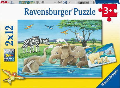 Ravensburger puzzel jonge dieren uit de hele wereld - 2 x 12 stukjes