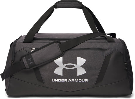 Under armour ua undeniable 5.0 duffle md-blk unisex sporttas - zwart medium heather - zwart - metallic silver