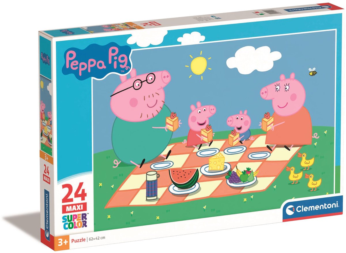 Clementoni - puzzel - 24 maxi stukjes - peppa pig - kinderpuzzel - vanaf 4 jaar