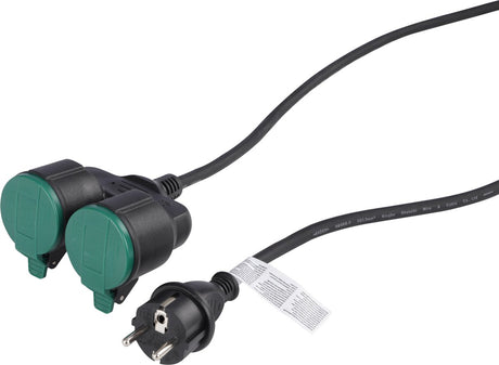 Q-link verlengkabel - 2 x randaarde - ip44 spatwater- en stofdicht - 3 x 1.5 mm² - 5 meter - rubber - max. vermogen 3680w - geschikt voor binnen en buiten - zwart